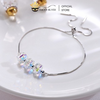 Lắc tay bạc s925 dây rút pha lê - amooi silver at103