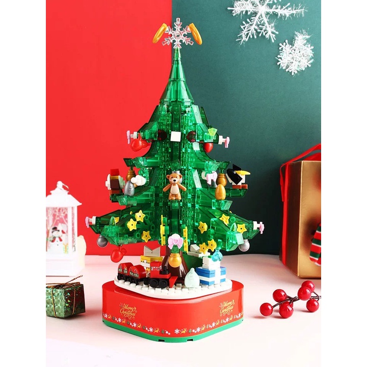 Bộ Lắp Ghép lego Hộp Nhạc Cây Thông noel Giáng Sinh 486 chi tiết