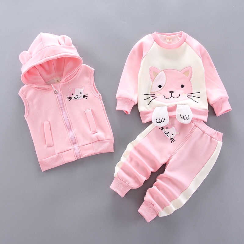 Set đồ 3 chi tiết cho bé trai và gái 3 tháng đến 4 tuổi