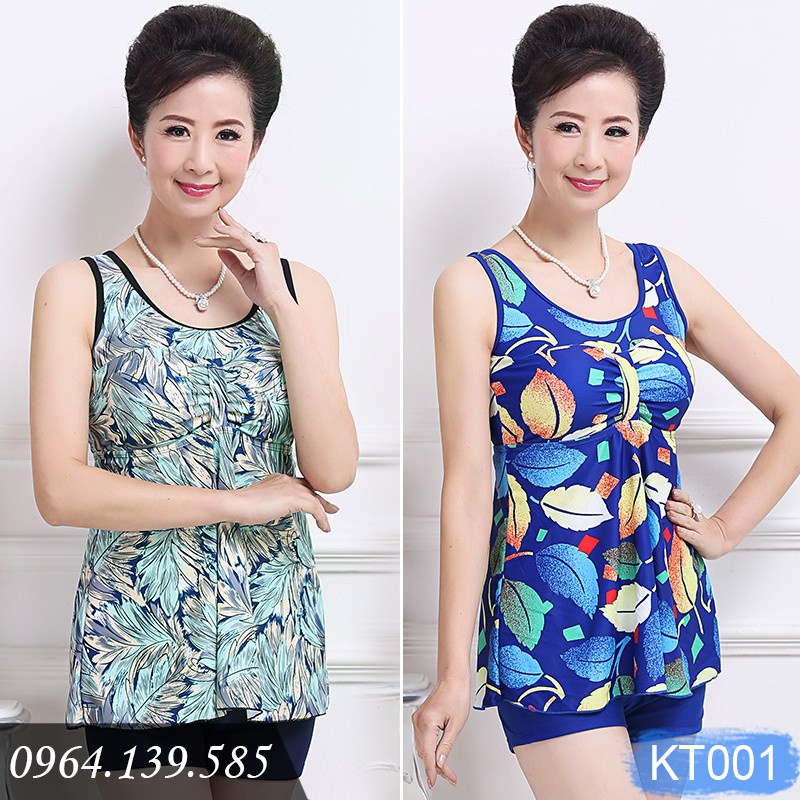 ✢♨Bikini, đồ bơi cho mẹ, người lớn tuổi, trung niên, loại đẹp, mẫu kín đáo, dễ mặc, che bụng tốt, có size to | KT001