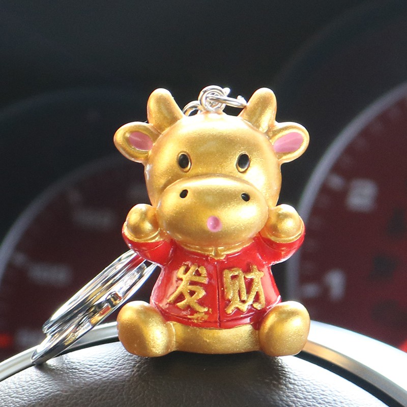 Móc khoá  trâu may mắn - phong thủy  treo Balô ô tô , xe máy tiện lợi