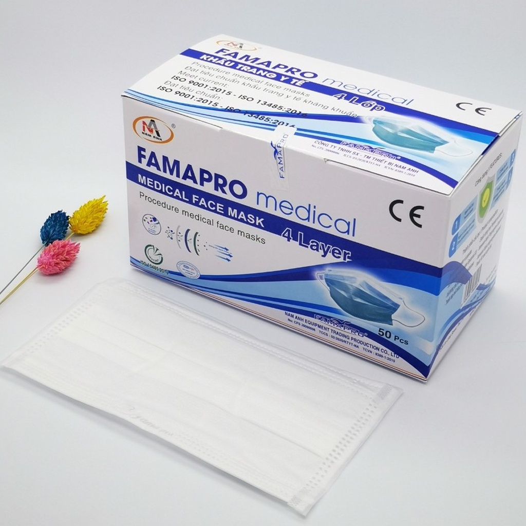 Khẩu trang y tế 4 lớp Famapro hộp 50 cái