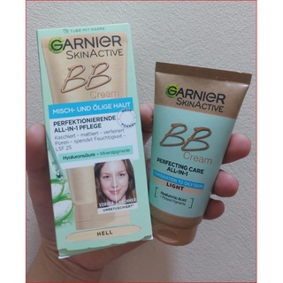 Kem nền Garnier BB cream All - in - 1 tông sáng Hell dễ dùng cho mọi loại da.