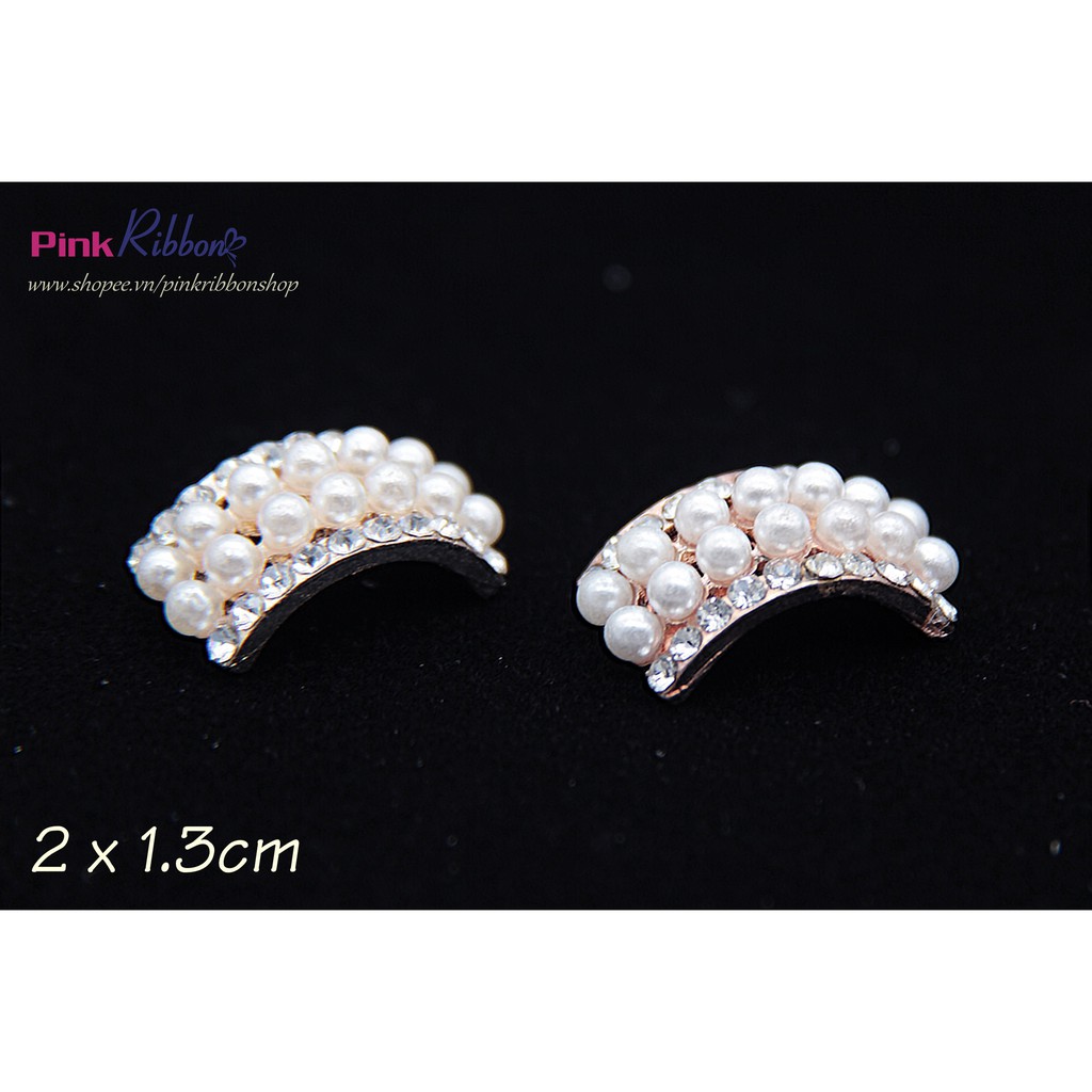 Charm chữ nhật cong đính trai - đá nhí