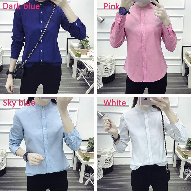 Áo sơ mi nữ tay dài màu trơn thanh lịch