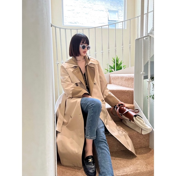 Áo khoác mangto nữ dáng dài trench coat thương hiệu YSL cao cấp