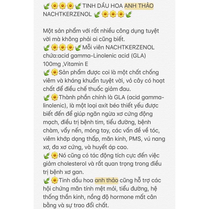 Tinh Dầu Hoa Anh Thảo WARNKE NACHTKERZENOL