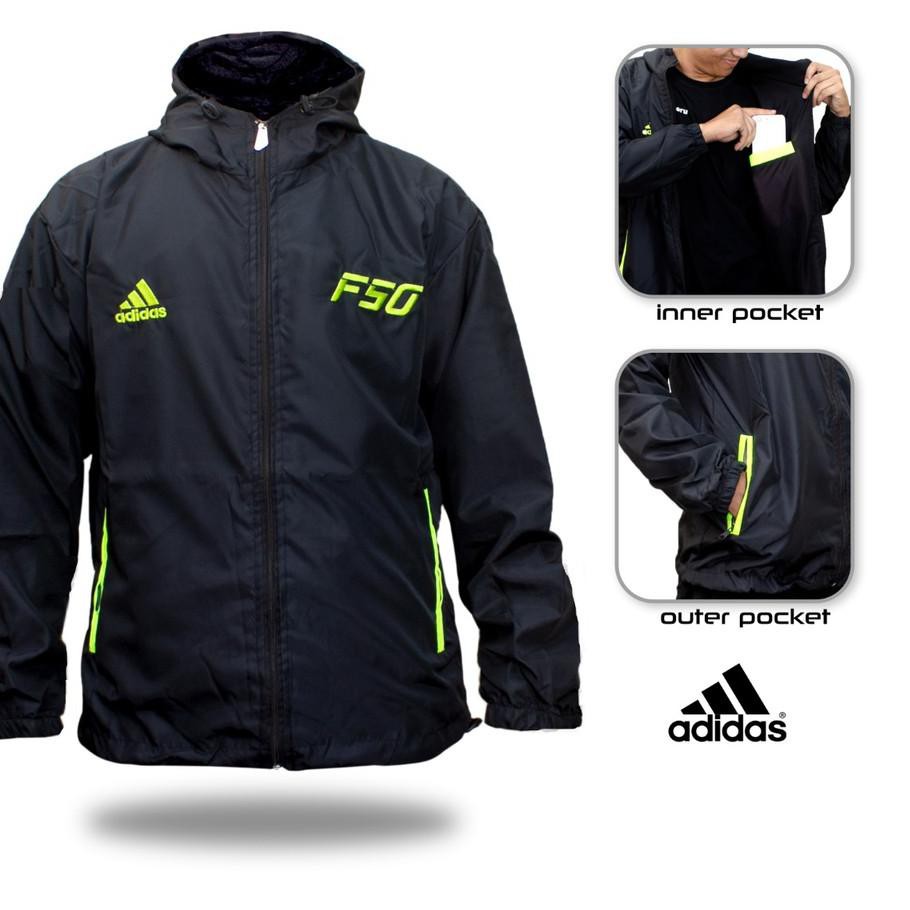 ... Áo Khoác Dù Adidas F50 Dải Đen Highlighterkfd9...
