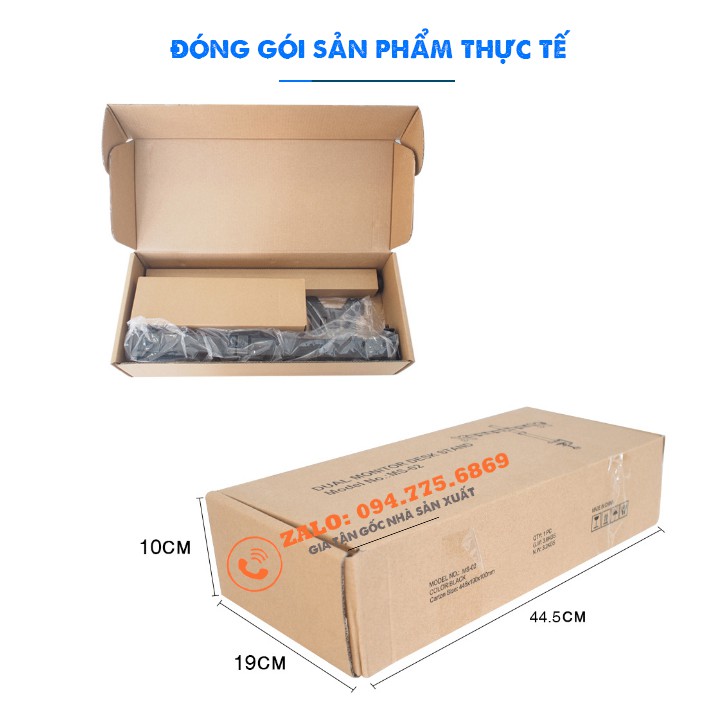 Giá Treo Hai Màn Hình Máy Tính Kẹp Bàn - Tay Treo 2 Màn Hình M052 17 - 27 Inch - Xoay 360 Độ