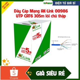 Dây Cáp Mạng AK-Link 00986 UTP CAT6 305m lõi chữ thập - phụ kiện máy tính N067
