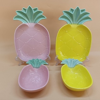 Bát , đĩa dứa 2 màu Vàng  + Hồng