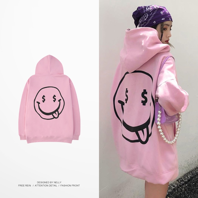 Áo hoodie hồng nam nữ from rộng 2 lớp siêu xinh chất nỉ nót nhung dày dặn