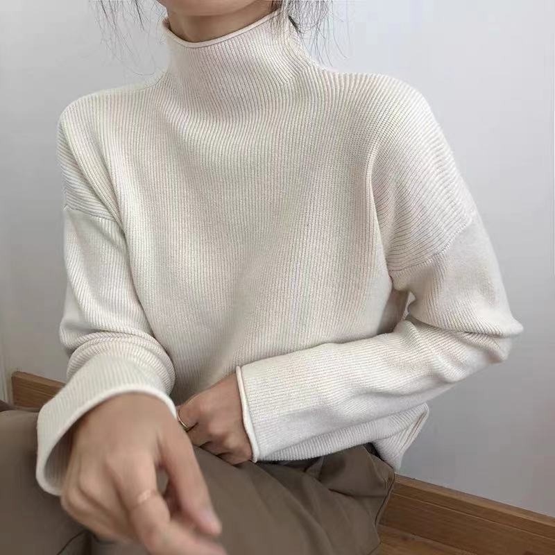 【ZHELIHANGFEI】Áo Len Tay Dài Cổ Lọ Dễ Phối Đồ