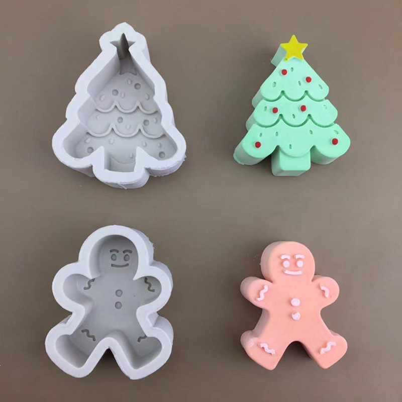 Khuôn silicone Làm Bánh / Xà Phòng Hình Người Gừng Giáng Sinh