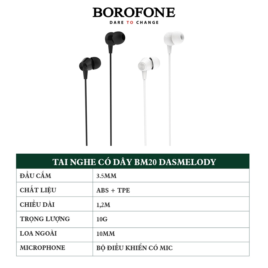 Tai nghe nhét tai có dây BOROFONE BM20 DasMelody dài 1.2m - AK Mobile