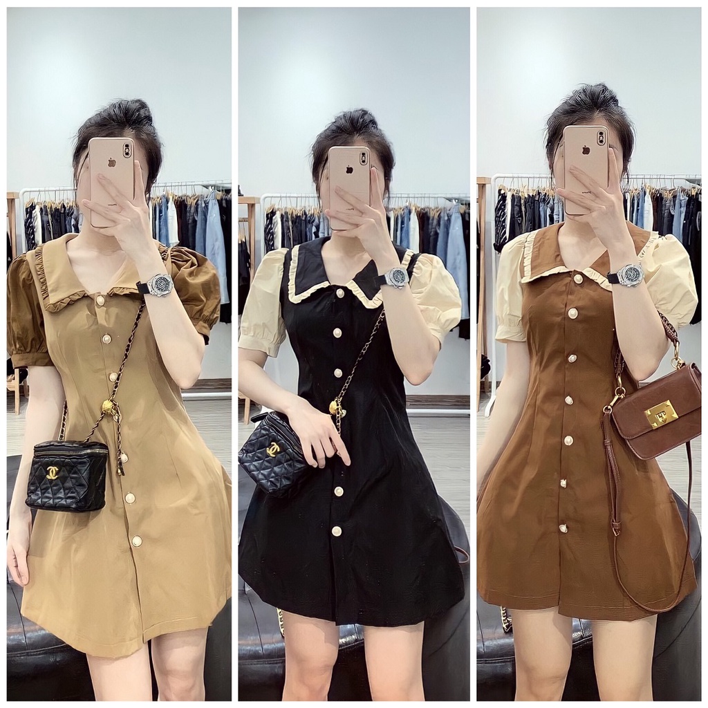 -Đầm Đi Tiệc Đi Chơi Chất KaKi Lên Dáng Siêu Đẹp