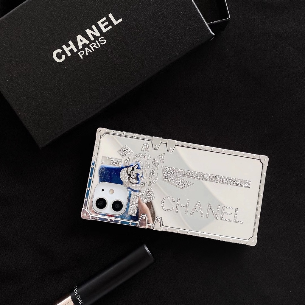 Ốp Điện Thoại Mềm Lấp Lánh Hình Vuông Họa Tiết Chanel Cho iphone 12 11 13 Pro Max 7 8 Plus X XS XR SE