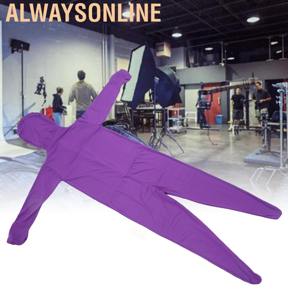 Alwaysonline Purple Screen Suit  Portable No Wrinkle Polyvinyl Chloride Fiber Breathable Photography Chromakey Bodysuit for