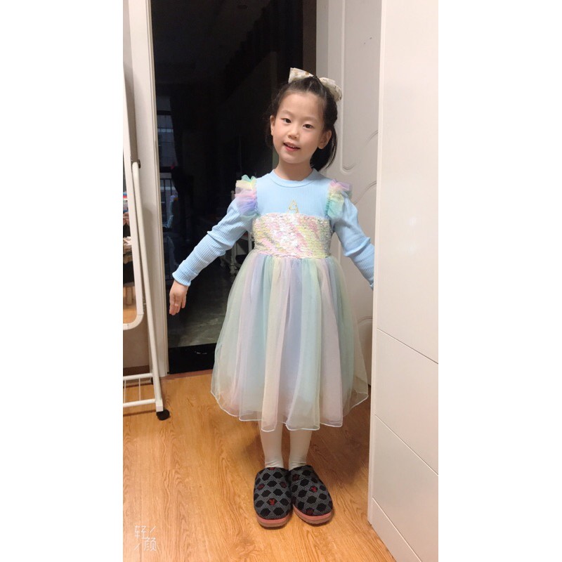 Đầm thu đông kỳ lân công chúa cực xinh cho bé gái - kèm ảnh thật