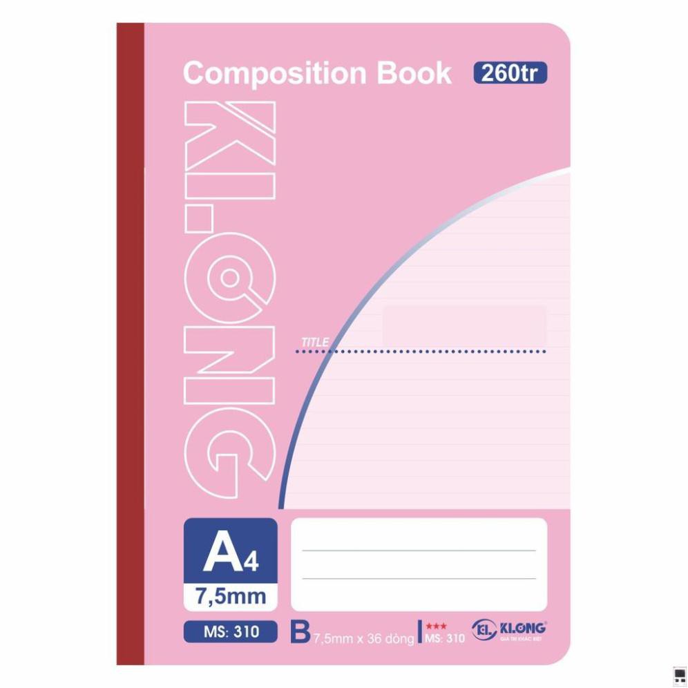 Sổ may KLONG 260tr A4 58/88 Compostion Book; MS: 310