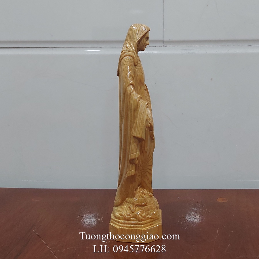 Tượng Đức Mẹ Ban Ơn Bằng Gỗ Pơ mu cao 20cm