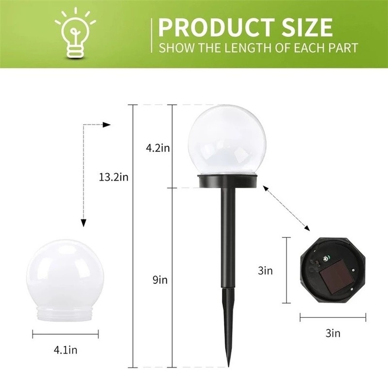 1 Đèn LED Trang Trí Sân Vườn Hình Quả Cầu Chống Nước Sử Dụng Năng Lượng Mặt Trời