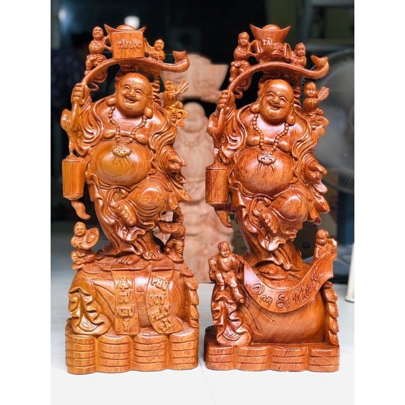 Tượng phật di lặc ngũ phúc - Tượng phật di lặc gỗ hương đá nguyên khối