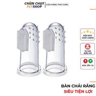 Bàn chải đánh răng cho Chó Mèo bằng Silicon đeo tay - Kèm hộp