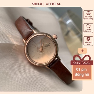 Đồng hồ nữ đeo tay dây da chính hãng mặt tròn chống nước giá rẻ phong cách Hàn Quốc ulzzang vinatge BARSH BS02