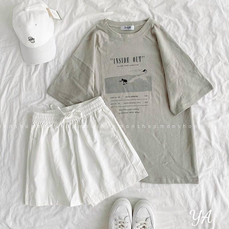 Áo Thun Tay Lỡ Nam Nữ Rubystore Phông Form Rộng Dáng Unisex - Ulzzang Mặc Cặp, Nhóm Lớp In Hình Chữ Inside Out Hot