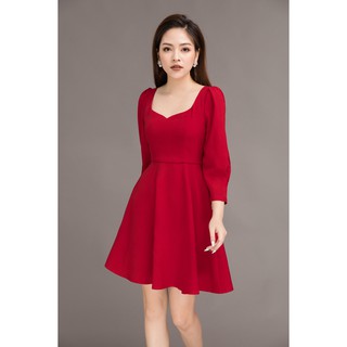 Đầm xòe tay lửng cổ tim 20AGAIN DEA0049