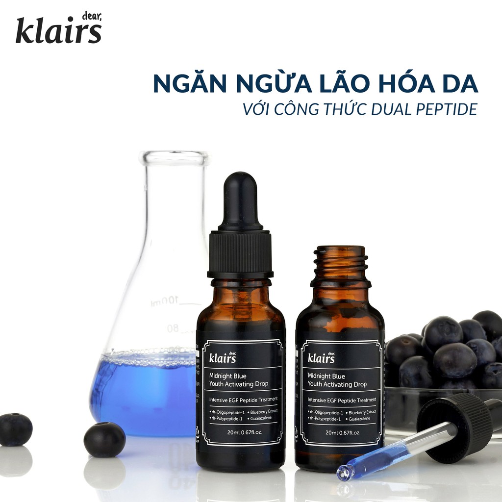 Tinh Chất Dưỡng ẩm và Phục Hồi Da Klairs Midnight Blue Youth Activating Drop Serum 20ml - sr klair màu đen