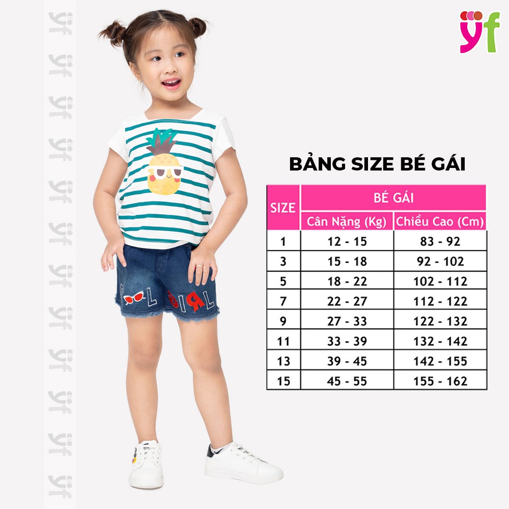 Áo thun sọc YF cho bé gái, vải cotton thun mềm mát, đủ size 7AX089