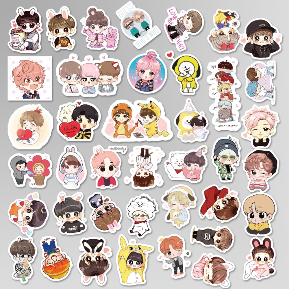 Set 40 sticker hình nhóm nhạc hàn quốc BTS dễ thương dùng để trang trí