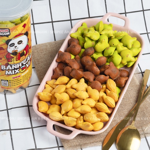 Bánh gấu nhân kem sữa mix 3 vị WowNgon hộp 420g siêu ngon đồ ăn vặt Hà Nội
