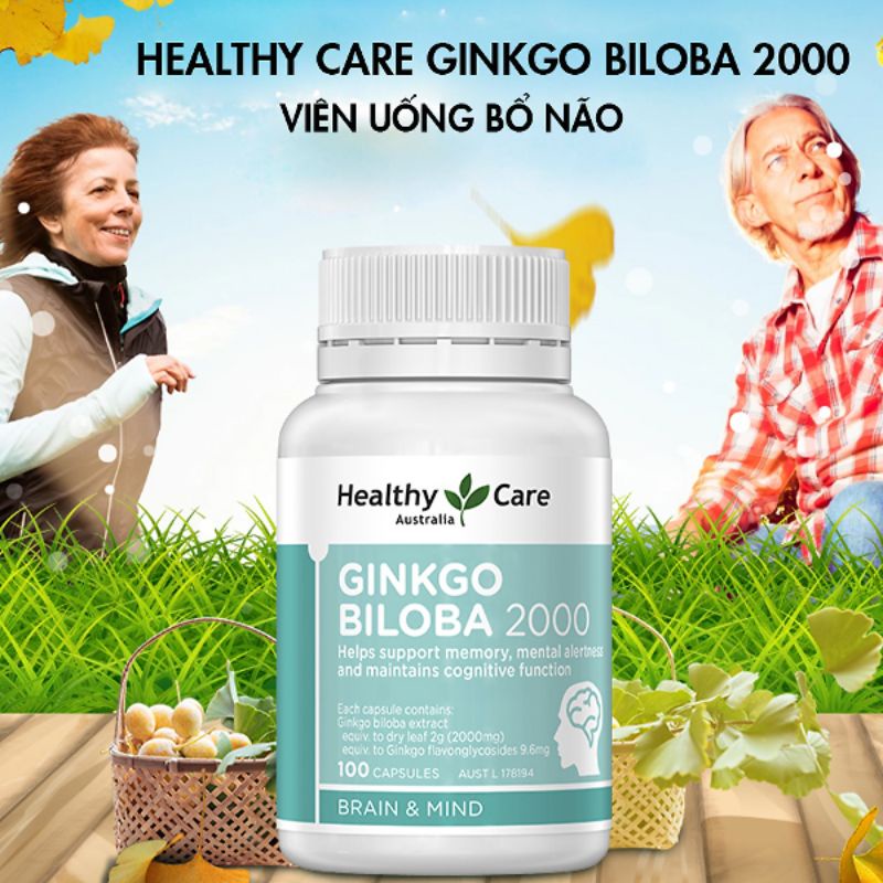 VIÊN UỐNG BỔ NÃO HEALTHY CARE GINKGO BILOBA 2000mg 100 VIÊN