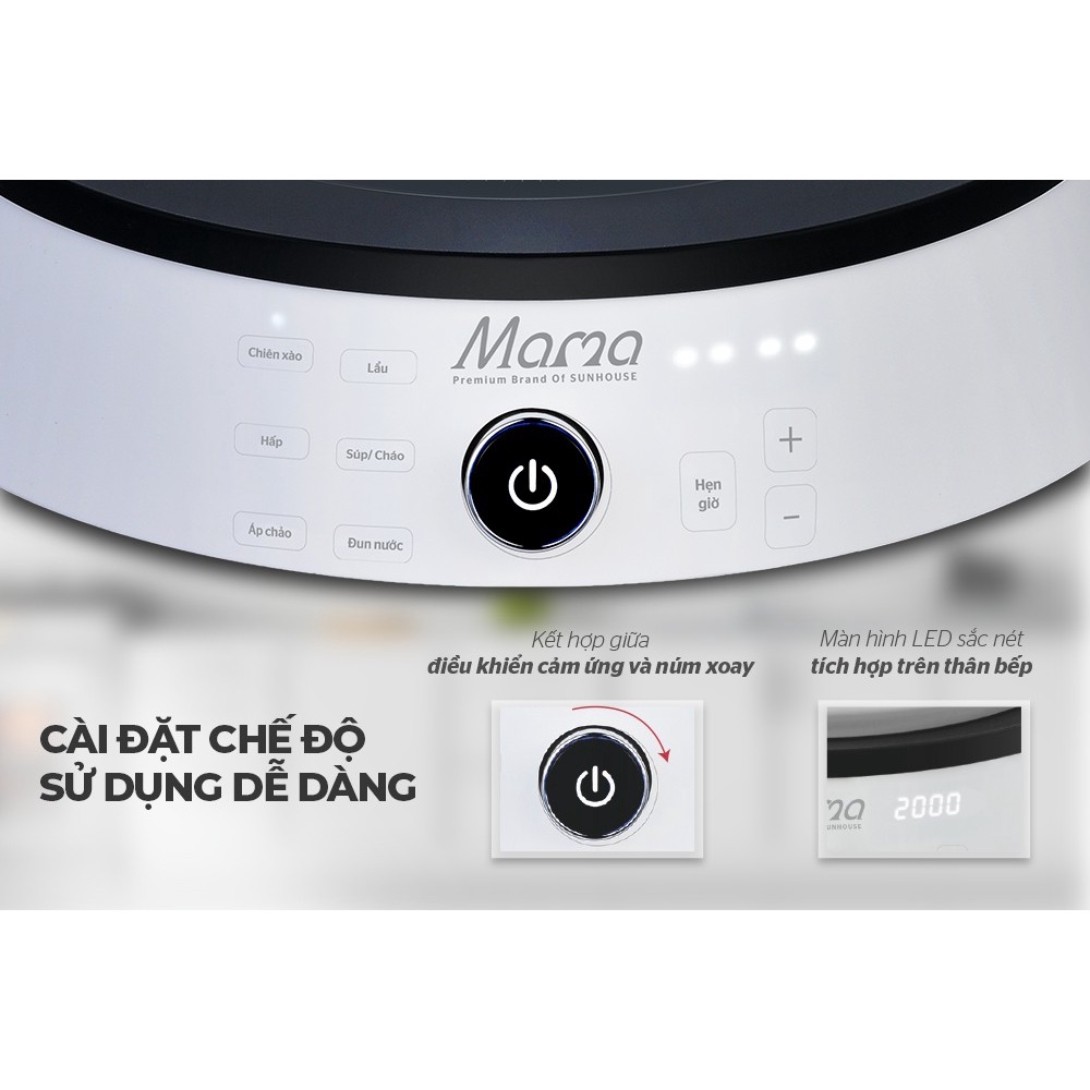 BẾP TỪ ĐƠN Sunhouse MAMA SHD6885, bảo hành chính hãng 24 tháng, công suất 2100W