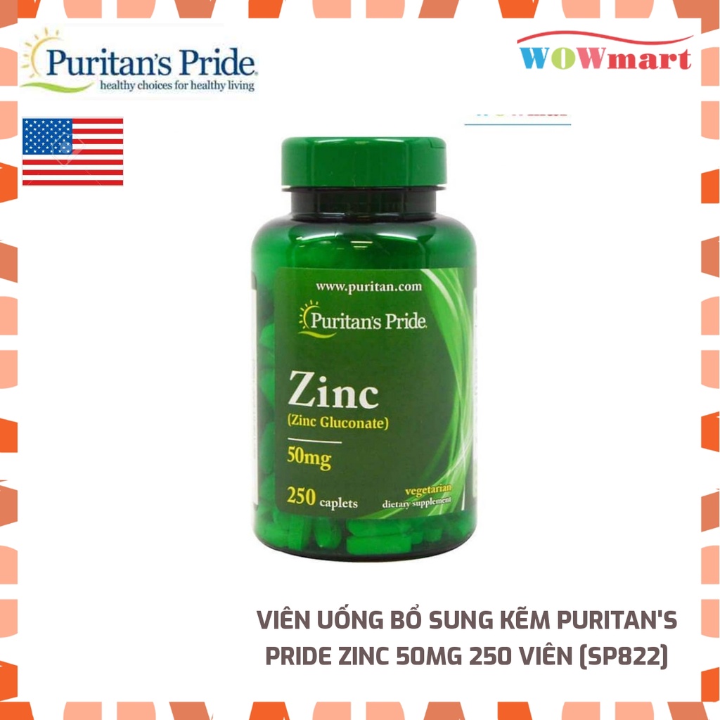 Viên uống bổ sung kẽm Puritan's Pride Zinc 50mg 250 viên