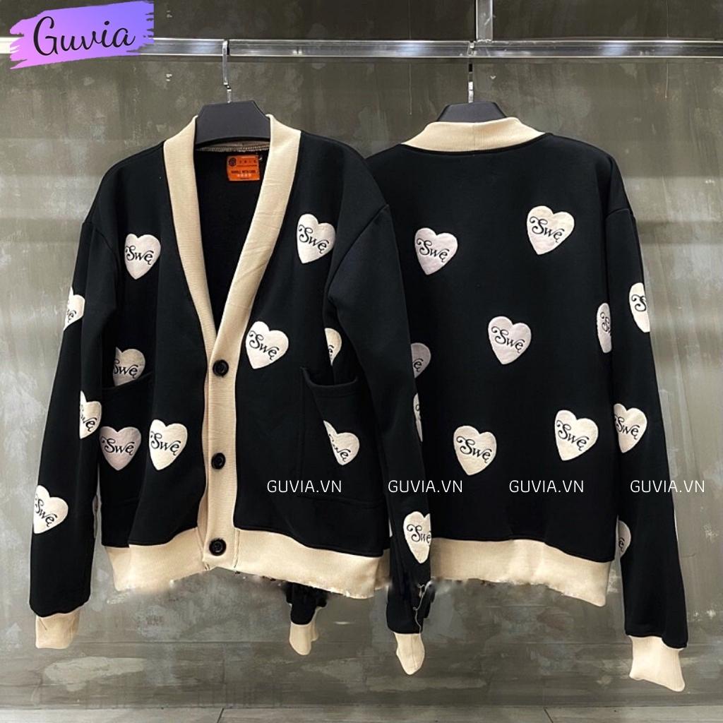 Áo khoác nỉ Cardigan SWE Ulzzang form rộng Unisex bông 2 lớp Guvia