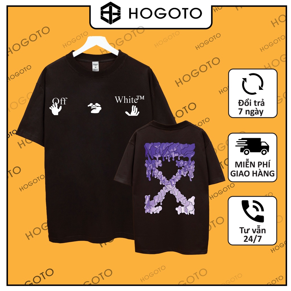 Áo thun Off White Hogoto shop , Áo thun unisex nam nữ from rộng oversize chất liệu 100% cotton