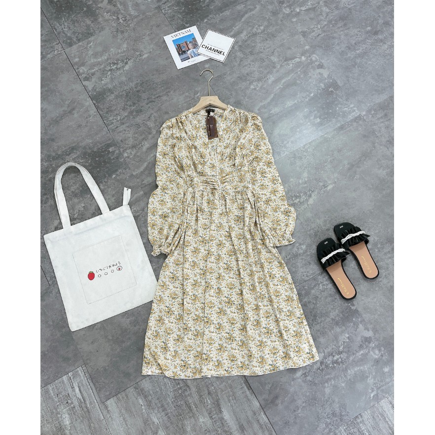 [Mã FAGREEN1505 giảm tới 30K đơn 99K] Đầm Nữ Tiểu Thư , Váy Hoa Nhí Cổ Chữ V Ngọc Dáng Dài | BigBuy360 - bigbuy360.vn