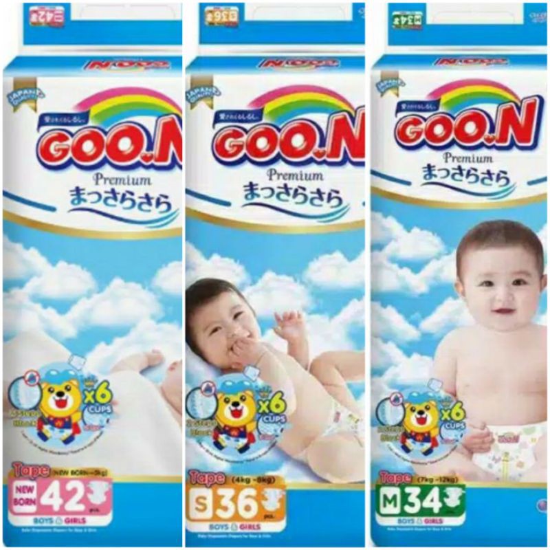 Goon Cuộn Băng Dính 42 / S 36 / M 34 Cao Cấp Dùng Một Lần Tiện Dụng Cho Bé Sơ Sinh