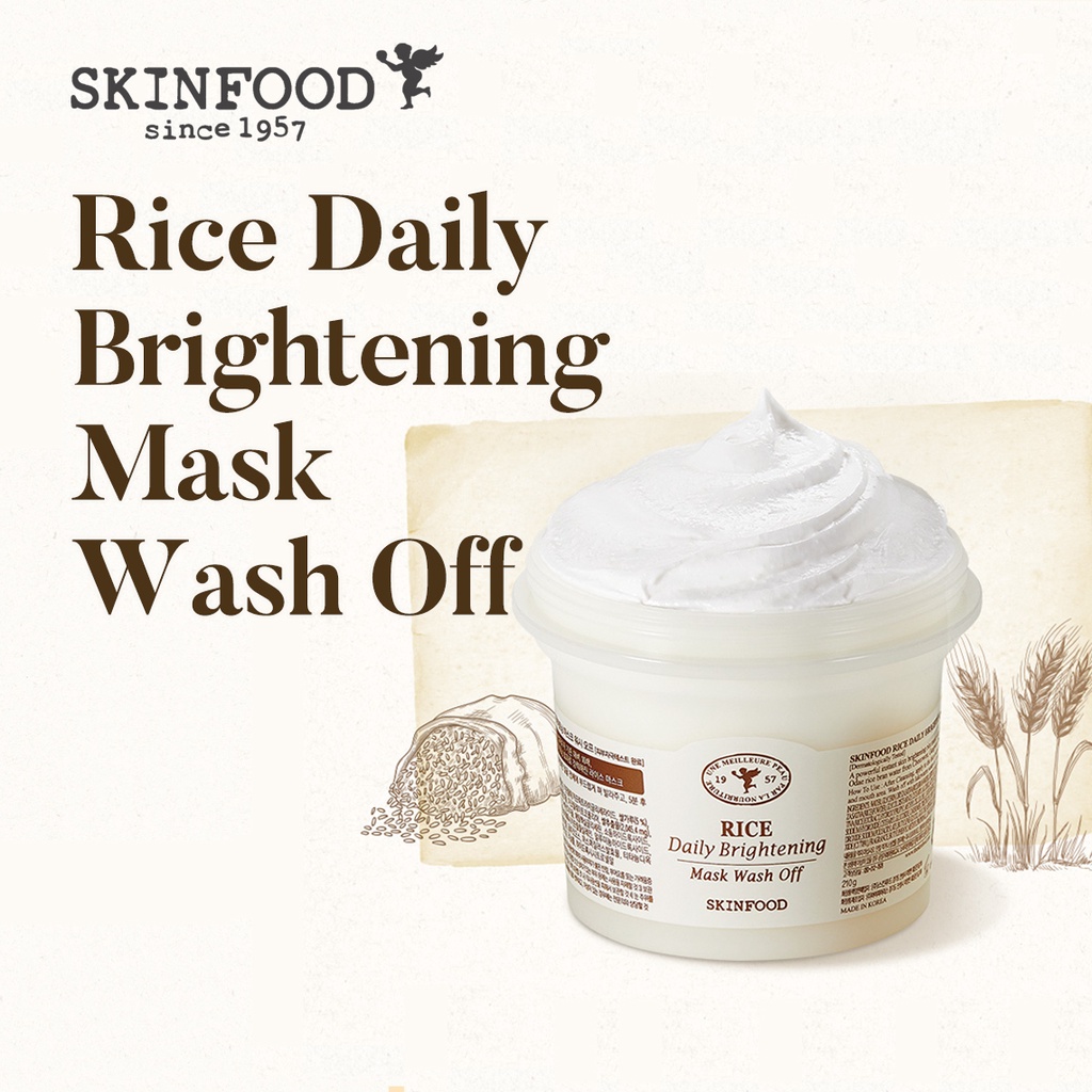 SKINFOOD Mặt nạ gạo sáng da hàng ngày Wash Off 100g Rice Face Mask Pack Chăm sóc da mặt