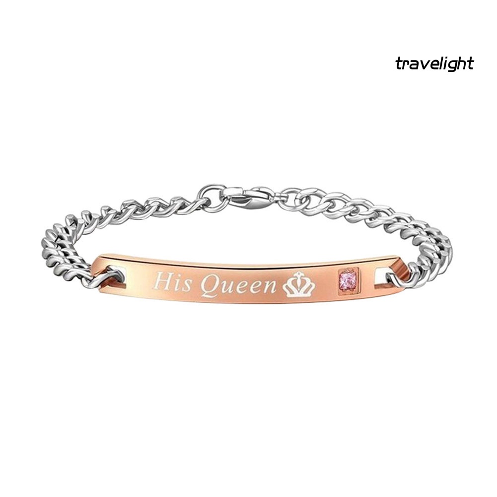 (Travelight) Vòng Tay Cặp Đôi Chữ His Queen Her King
