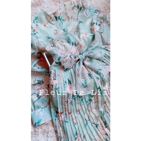 Đầm tay dài chất voan xếp ly thanh lịch chiết eo siêu xinh