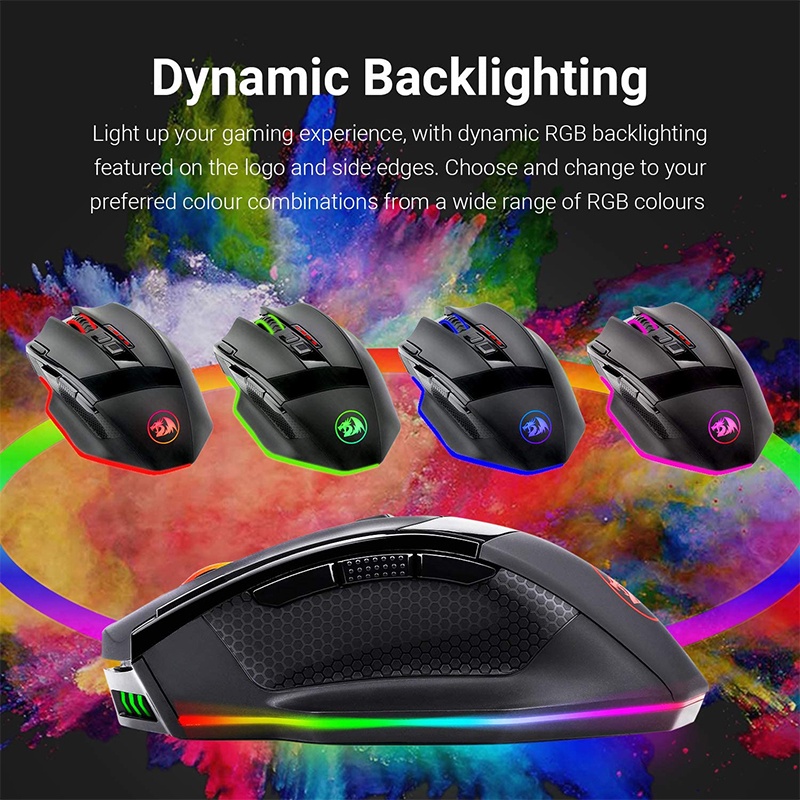 Chuột máy tính chơi game REDRAGON M801P RGB 16400 DPI 10 nút bấm hai chế độ không dây/ có dây tiện lợi