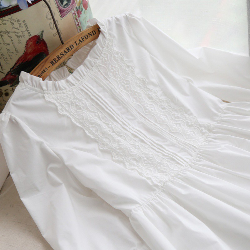 [Baywellfashion]Women Sweet Japanese Lace Dress Solid Color Strap Long Sleeve Tie Straps Casual Skirt White | BigBuy360 - bigbuy360.vn