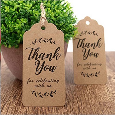 100 Tag Quà Tặng mini, Tag Thank You kèm 20m dây treo (có sẵn)