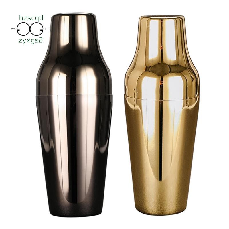 2x 650Ml Stainless Steel French Cocktail Shaker Classic and Elegant Bar Cocktail Shaker Bartender Bar Tool Black & Gold