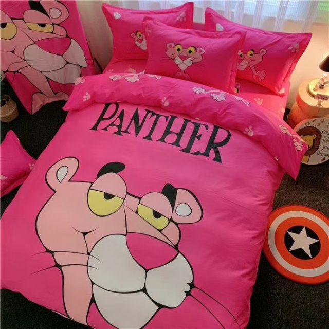 Bộ CHĂN GA COTTON BÁO HỒNG